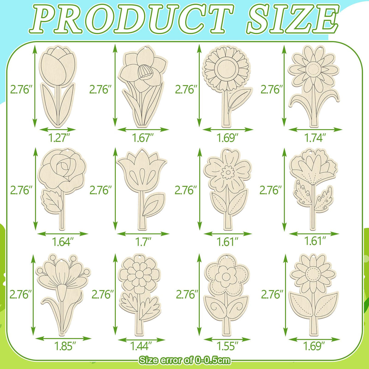 Relaxgiant 48 Pcs Wooden Spring Flowers for Kids DIY Blank Unfinished Wood Flowers Ornaments Crafts Wooden Flower Ornaments Spring Wooden Arts and Crafts for Kids Art Painting Projects Hanging Decor Relaxgiant