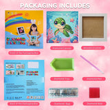 Sea Turtle Diamond Art Painting Kits for Kids with Frame, Turtle Diamond Art for Kids Ages 4-8-12 with Frame, Easy Small Cute Animal Gem Painting Kit for Gift Home Wall Decoration (7x7 inch) Arttoplus