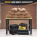 Adjustable Workbench 48" 2000 Lbs Load Capacity Heavy Duty Wood Work Bench, Smooth Surface Work Table for Garage, Workshop, Office, Home, Commercial Antifir