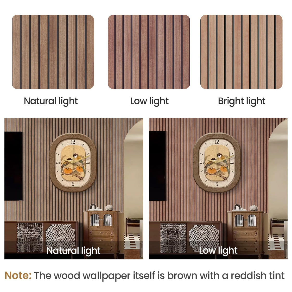 Abyssaly Wood Slat Wallpaper, Brown Shiplap Wood Grain Contact Paper Peel and Stick, Removable Self Adhesive Faux Wood Panel Wall Covering for Cabinets and Drawers 17.7 in X 236.2 in Abyssaly