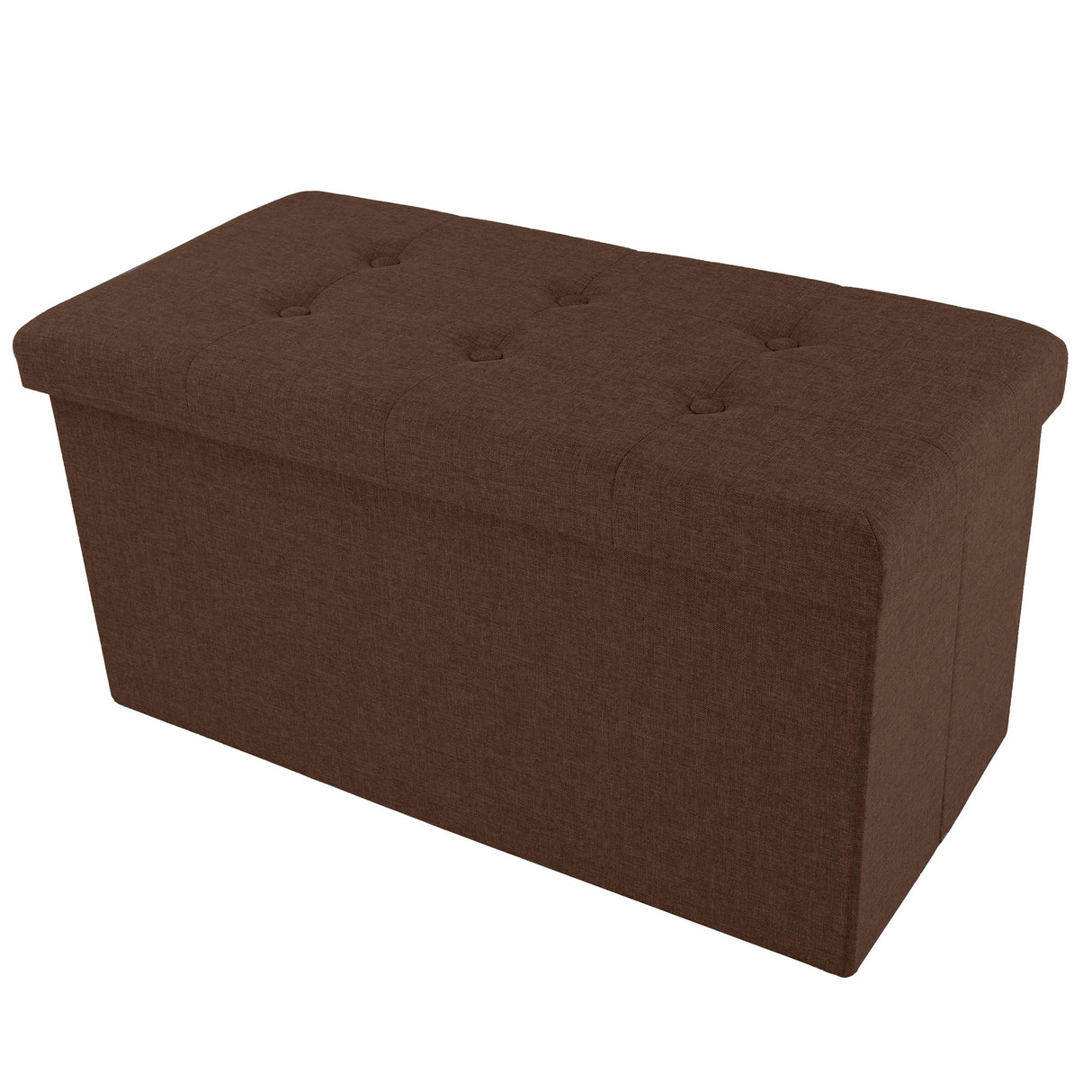Folding Storage Ottoman - 30-Inch Tufted Footrest, Linen Chest, or Bench with Removable Bin for Living Room, Bedroom, or Dorm by Lavish Home (Brown) Lavish Home
