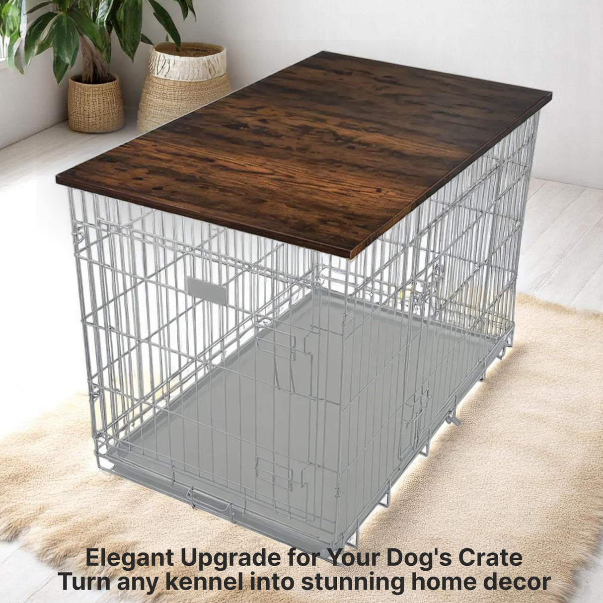 Skywin Dog Crate Topper Wood - 42" x 28" Dog Table Topper, Premium Dog Kennel, Functional Pet Crate Furniture Table Dog Topper Skywin