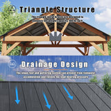 Gardenbee Wood Gazebo 13 x 11 ft. Wood Patio Gazebo Cedar Framed Gazebo with Steel Frame Gable Roof Hardtop Gazebo for Patio, Garden, Lawns, Parties Gardenbee