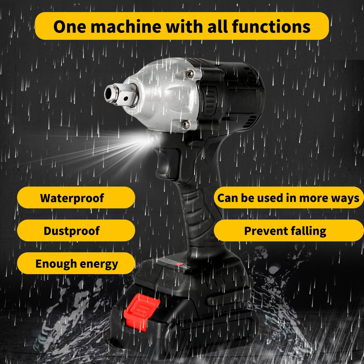 Jadeshay 21V Cordless Impact Wrench, Brushless Motor Electric Screwdriver with 300N·m Torque, Rechargeable Drill Driver, Black Jadeshay
