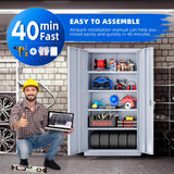 Superday Metal Storage Cabinet 71"×32"×16", Tall Storage Cabinet with 2 Doors and 4 Shelves, Large Metal Steel Utility Cabinet for Home Office, Garage, File Bathroom Pantry (Grey) Superday