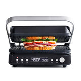 GreenPan 6-in-1 Multifunction Contact Grill & Griddle, Healthy Ceramic Nonstick Reversible Grill & Griddle Plates, Dual Heat Settings, Closed Panini Press, Open Flat Surface, PFAS-Free, Matte Black GreenPan