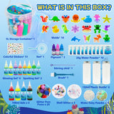 Make 3 Sensory Bottle, Glow-in-The-Dark Magic Gel Water Fairy Toy, DIY 100+ Aqua Water Squishy kit with 18 Shape Molds, 100ml Gels, 5L Bucket, Shell, Glitter, Pom-Poms, Arts Crafts for Kids Craft Spot!