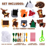 ArtCreativity Kids Woodland Animal Felt Sewing Kit, Stuffed Animal Sewing Craft Kit with 12 Characters, 6 Child-Friendly Needles, 7 Thread Bundles, 1 Bag of Stuffing & Scissors, Kids Sewing Kit 4-12 ArtCreativity