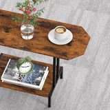 NOVIMANGO Rustic Coffee Table 2-Tier Wood Tea Table Coffee Tables for Living Room Industrial Rectangle Coffee Table for Large or Small Spaces Center Table with Storage Shelf, Brown NOVIMANGO