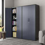 PEUKC Metal Garage Storage Cabinet, 71 Inch Tall Storage Cabinet with Adjustable Shelves & Locking Doors, Tool Cabinets for Garage,Office,Home,School,Gym Storage (Grey+Black) PEUKC