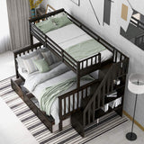 Espresso Twin Over Full Bunk Bed with Storage Drawers and Safety Stairway by Harper & Bright Designs Harper & Bright Designs