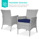 Best Choice Products 5-Piece Indoor Outdoor Wicker Dining Set Furniture for Patio, Backyard w/Square Glass Tabletop, Umbrella Cutout, 4 Chairs - Navy Best Choice Products