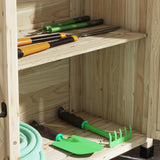 Outsunny Potting Bench, Outdoor Wooden Potting Table with Storage Cabinet with 2 Shelves, Garden Work Bench with Galvanized Plated Tabletop for Backyard, Balcony, Natural Outsunny