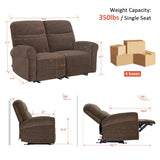 MCombo 64.6" Wall Hugger Power Loveseat Recliner Sofa with USB Ports, Reclining Loveseat for Small Spaces Living Room RV, Fabric PR635M1 (Dark Brown) MCombo