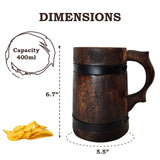 Vintage Handmade Brown Wooden Rustic Beer Mug Viking Wood Stein wood tankard coffee baverage party celebrational toast collectiblesBuy