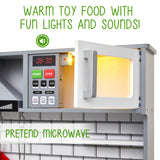 Lil' Jumbl Jumbl Kids Kitchen Set, Pretend Wooden Play Kitchen, Includes Range Hood, Microwave, Stove Top, Oven That Make Realistic Sound & Light, Pots, Pan, Cutting Board & Utensils Included, Lil' Jumbl