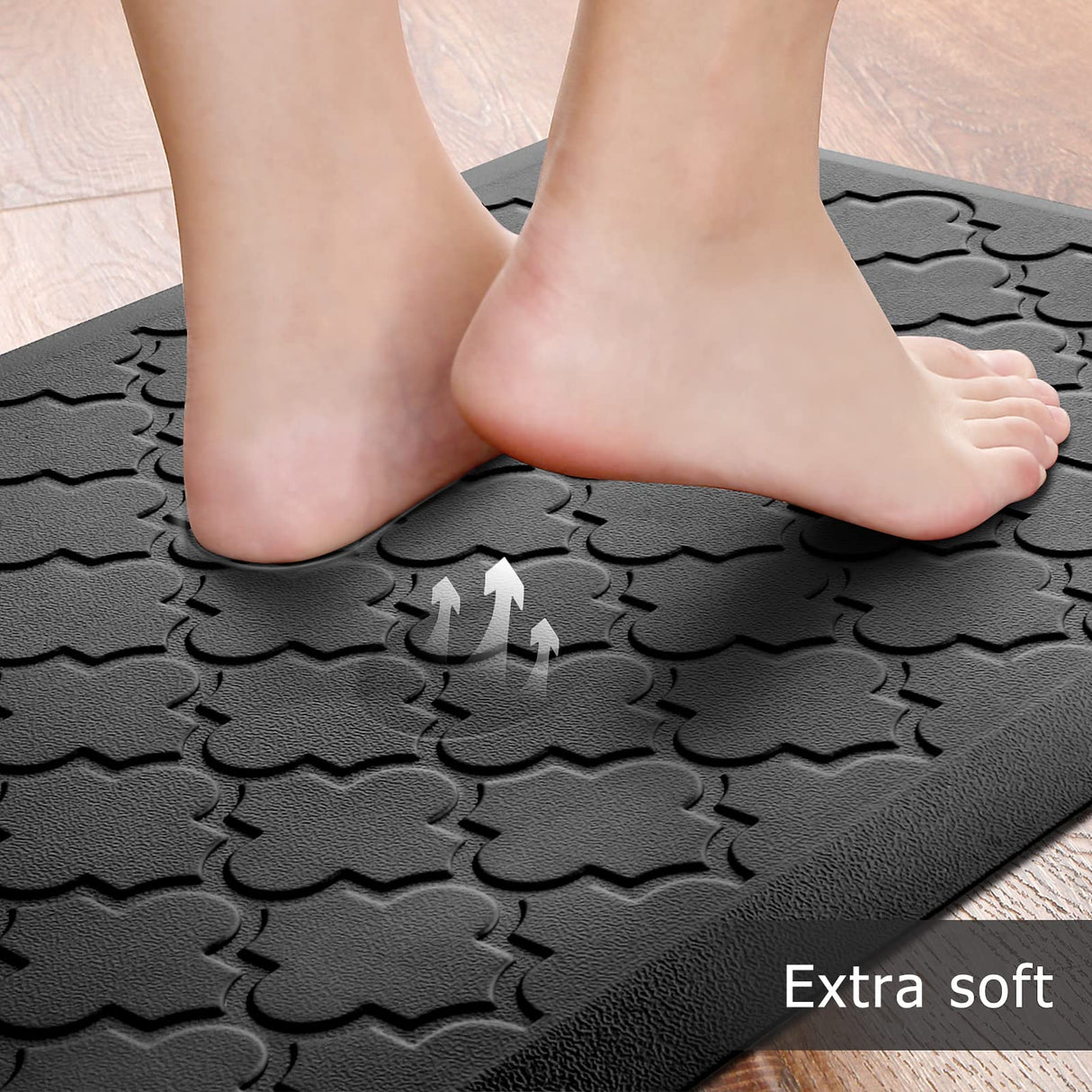 Kitchen Mat [2 PCS] Cushioned Anti-Fatigue Floor Mat, Waterproof Non-Skid Ergonomic Comfort Foam Rugs, Standing Mat for Kitchen, Floor,Office, Sink, Laundry(Black) SoftDuo
