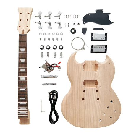 DBL DIY Electric Guitar Kits,SG Style 6 String Right Handed with Mahogany Body Rosewood Fingerboard Alloy Hardware,Build Your Own Guitar DBL