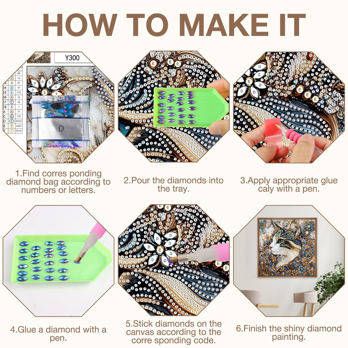 MEIYUDA Cat Diamond Painting Kits for Adults, 5D Flower Cat Special Shape Diamond Art Kits for Adult Beginners, DIY Diamond Art Crystal Rhinestones for Home Walls Decor 12x12inch MEIYUDA