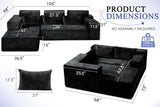 HABUTWAY 105" L-Shape Modular Sectional Sofa Couch for Living Room,No Assembly Required,Modular Comfy Sofa with Deep Seat for Living Room Bedroom,Luxury Distressed Velvet(Left,Black) HABUTWAY