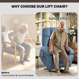 Sofetura Power Lift Recliner Chair with Vibration Massage&Heat for Elderly,Upholstered Breathable Fabric Lounge Chair with Side Pockets, USB Charge Port for Living Room,Only One Package,Blue Sofetura