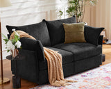 ABCASA Oversized Loveseat Sofa, Modern Modular Sectional Couch Black Fluffy Chenille Mid Century 2-Seat 24.5" Deep Seat for Apartment, Living Room, Bedroom ABCASA