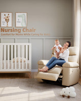 GarveeHome Electric Swivel Massage Chair, Power Rocking Recliner with Vibration and Heating, Overstuffed PU Leather Single Sofa with USB Port and Storage, Glider for Living Room Nursery GarveeHome