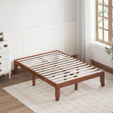 Giantex 14-Inch Walnut Solid Wood Platform Bed Frame - Minimalist Design, No Box Spring Required Giantex