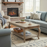 Alaterre Furniture Austerity 42-Inch Rustic Coffee Table with Open Shelf, Curved Legs, and Scalloped Edge - Easy Assembly Reclaimed Wood Living Room Table - Farmhouse Furniture (Driftwood Finish) Alaterre Furniture