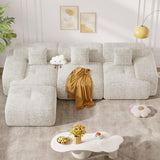 122" Modern L Shaped Modular Sectional Sofa, Boneless Couches for Living Room with Ottoman,4 Seater Convertible Chenille Cloud Couch Sofa Set, No Assembly Required, Beige 1 PCS Luxanimarion
