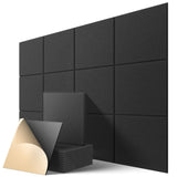 Lebenforce Self-adhesive Acoustic Panels Tiles 12 Pack, 12" X 12" X 0.4" Polyester Sound Proof Padding, High Density Soundproof Wall Panels, Sound Absorbing panel for Home & Offices (Black) Lebenforce