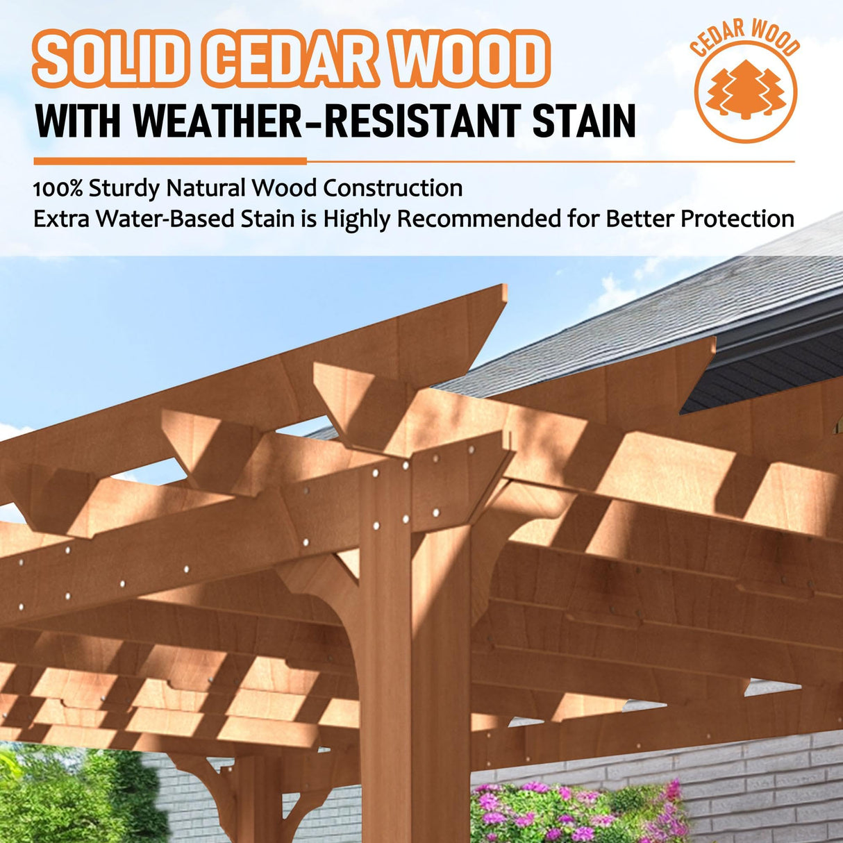 MUPATER 12x20 FT Retratable Wooden Pergola Gazebo for Patio with Arched Roof and Stakes, Outdoor Pergola Garden Shelter Cedar Framed for Backyard,Deck,Garden MUPATER