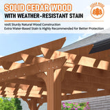 MUPATER 12x20 FT Retratable Wooden Pergola Gazebo for Patio with Arched Roof and Stakes, Outdoor Pergola Garden Shelter Cedar Framed for Backyard,Deck,Garden MUPATER