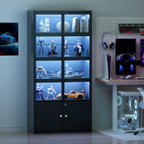 PAKASEPT Display Cabinet with 3 Color Light, 5 Tier Display Case with Glass Doors, 65" Curio Cabinets Display Shelf for Collectibles, Bookcase Bookshelf Display Case Cabinet for Bedroom, Living Room PAKASEPT