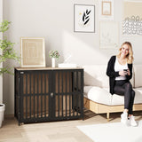 PawHut Dog Crate Furniture, 39" Dog Cage Furniture End Side Table with Anti-Chew Resistant Mesh, Anti-Escape Single Door, Heavy Duty Dog Kennel Indoor for Large Dogs, Walnut Brown PawHut