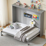 PVWIIK Queen Size Murphy Bed,Wall Bed Frame Folding into Cabinet Design for Small Space,Bedroom,Guest Room,Gray PVWIIK