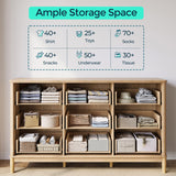 LINSY Fluted 9 Drawer Dresser for Bedroom, 58" Wide Mid-Century Modern Tall Chest of Drawers, Deep Storage Dresser with Curved Corner Design, Large Accent Wood Cabinet for Bedroom, Oak LINSY