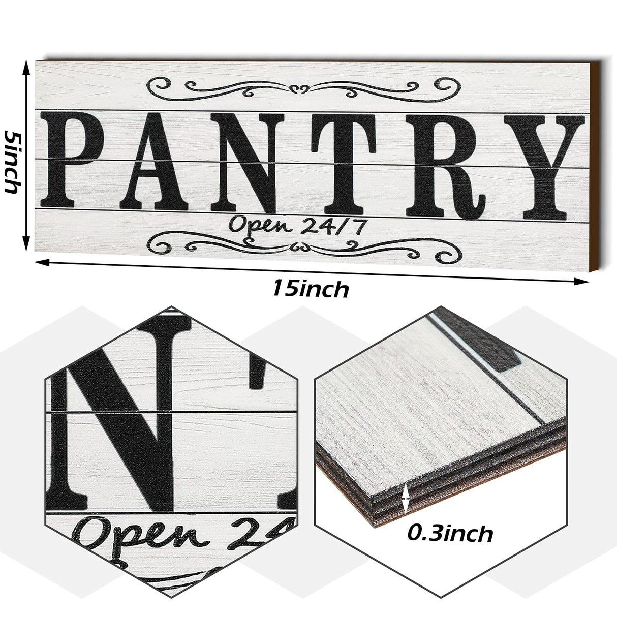 Jetec 2 Pcs Pantry Sign Wooden Pantry and Laundry Room Signs Wall Decor Farmhouse Laundry Pantry Room Door Sign for Kitchen Home Pantry Room, 15 x 5 Inches(White) Jetec