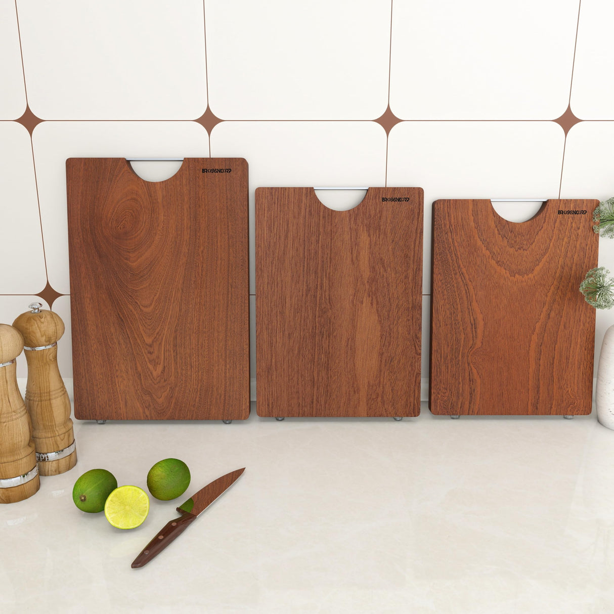 Brosisincorp Real Solid Sapele Cutting Board One Piece No Glue Non Toxic All Whole Single Wood Butcher Block Thick Hard Wood Heavy Duty Edge Grain (Large, 15.74"L*11.81"W*1.18"Th) Brosisincorp