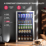 Icyglee Beverage Refrigerator Cooler - 126 Can Mini Fridge with Glass Door for Soda Beer or Wine, Beverage Cooler for Home, Office, Bar with Adjustable Removable Shelves, Silver Icyglee