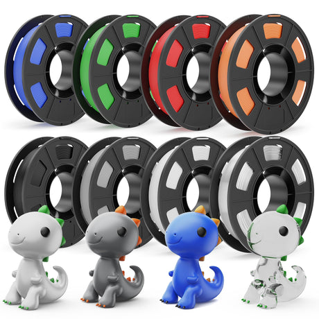 CREALITY 250g PETG Filament Bundle, 8 Colors Total 2kg, 1.75mm 3D Printer PETG Filament, Perfect for Small Project and Children Creation, Black+White+Grey+Tansparent+Red+Blue+Green+Orange Creality