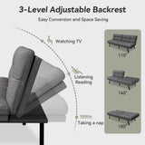 AMICLIBER Convertible Futon Sofa Bed,71" Memory Foam Futon Couch,Detachable Cushion,Adjustable Backrest & Armrest,Linen Modern Loveseat Sleeper Recliner for Living Room,Office,Apartment,Medium Grey AMICLIBER