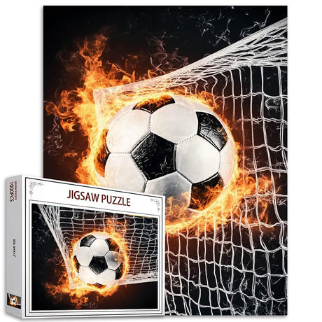 1000 Piece Jigsaw Puzzles for Adults Ball Sport Painting Jigsaw Puzzle Fire Soccer Ball 1000 Pieces Puzzles Playing Football DIY Craft Magic Puzzle Art Bedroom Decor (Colorful) TUMOVO