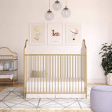 Little Seeds Piper Upholstered Metal Crib, Gold Little Seeds