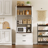 IDEALHOUSE Kitchen Pantry Cabinet with Doors and Shelves, Freestanding Tall Kitchen Cabinet with Microwave Stand, Hutch Cabinet for Kitchen, Living Room, Bathroom, White IDEALHOUSE
