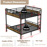 OYUMOENTS Queen Over Queen Bunk Bed, Convertible Bunk Bed for Teens & Adults, Metal Bed Frame with Safety Rails and Ladders for Apartments, Bedroom, Space-Saving,Noise Reduced, Black OYUMOENTS