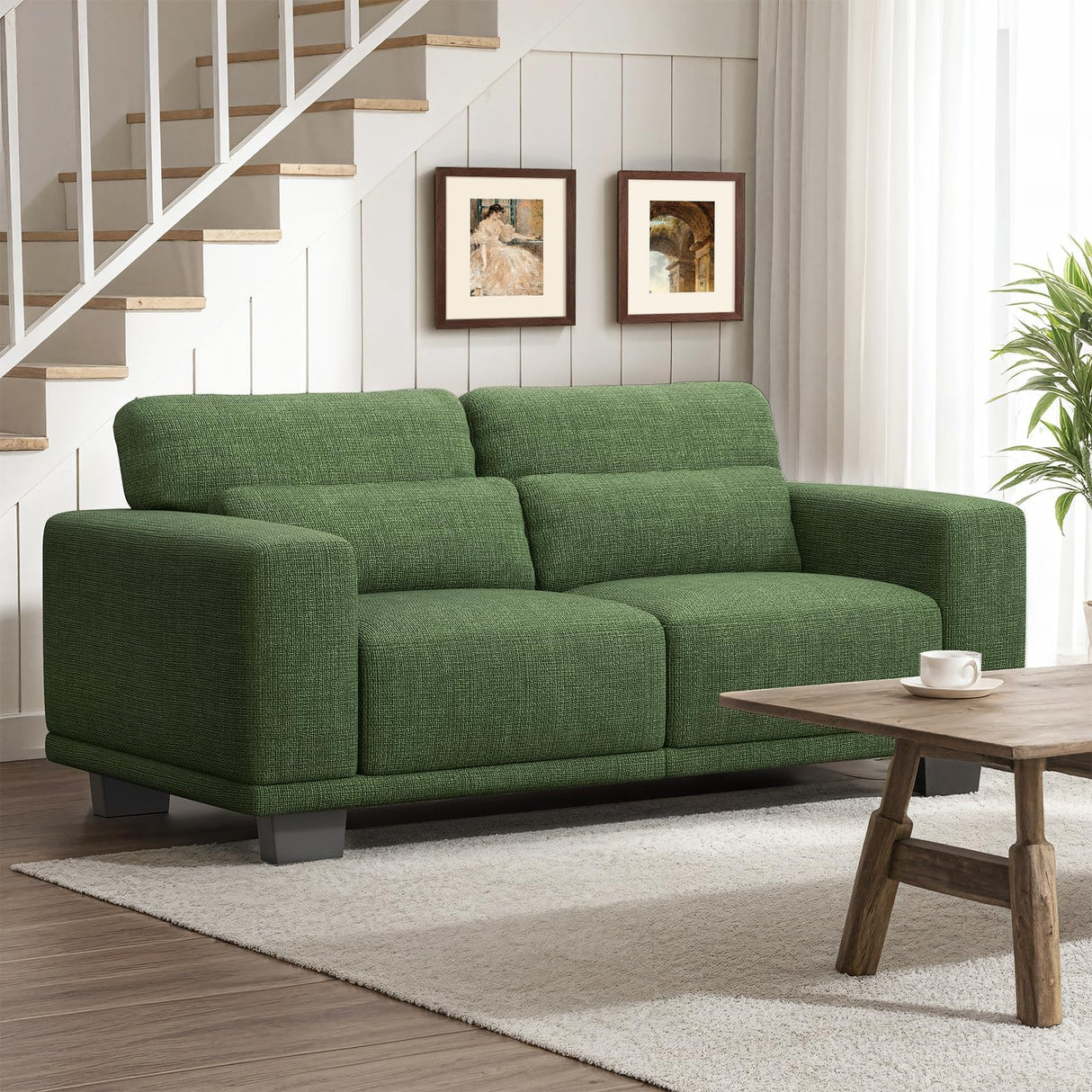 Marsail 65" Loveseat Sofa, Love Seat for Living Room, Comfy Couch with Deep Seats and Wide Armrests, Sofa Couch with Supportive Cushion and Sturdy Frame, Easy to Clean with Removable Covers, Green Marsail