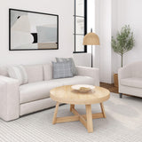 Plank+Beam Classic Round Coffee Table, 36 Inch Farmhouse Coffee Table, Rustic Mini Center Tables for Small Spaces, Small Living Space Tea Table, Blonde Wirebrush Plank+Beam