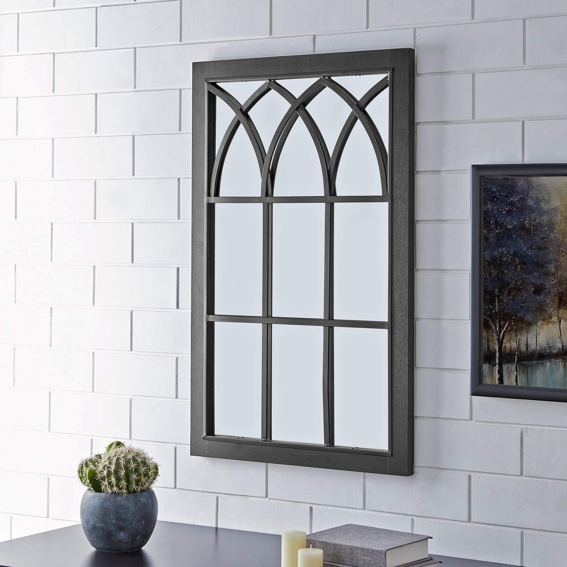 FirsTime & Co. Black Grandview Arch Wall Mirror, Rectangular, Wall Hanging Mirror for Bedroom, Entryway, Bathroom Vanity, Wood Frame, Farmhouse, 37.4 x 23.6 inches - WoodArtSupply