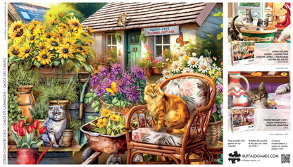 Buffalo Games - Tom Wood - Country Cats - 750 Piece Jigsaw Puzzle for Adults -Challenging Puzzle Perfect for Game Nights - Finished Size is 24.00 x 18.00